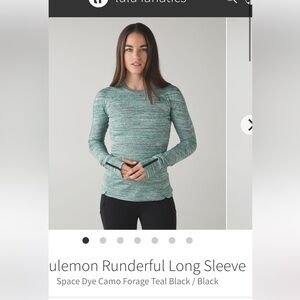 Lululemon Runderful Long Sleeve rare
Space Dye Camo Forage Teal Black 6 running